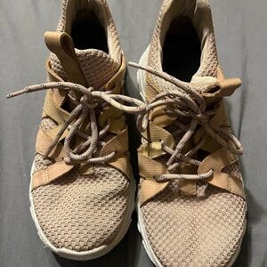 OTBT Tan and Cream Sneakers with Knit Texture